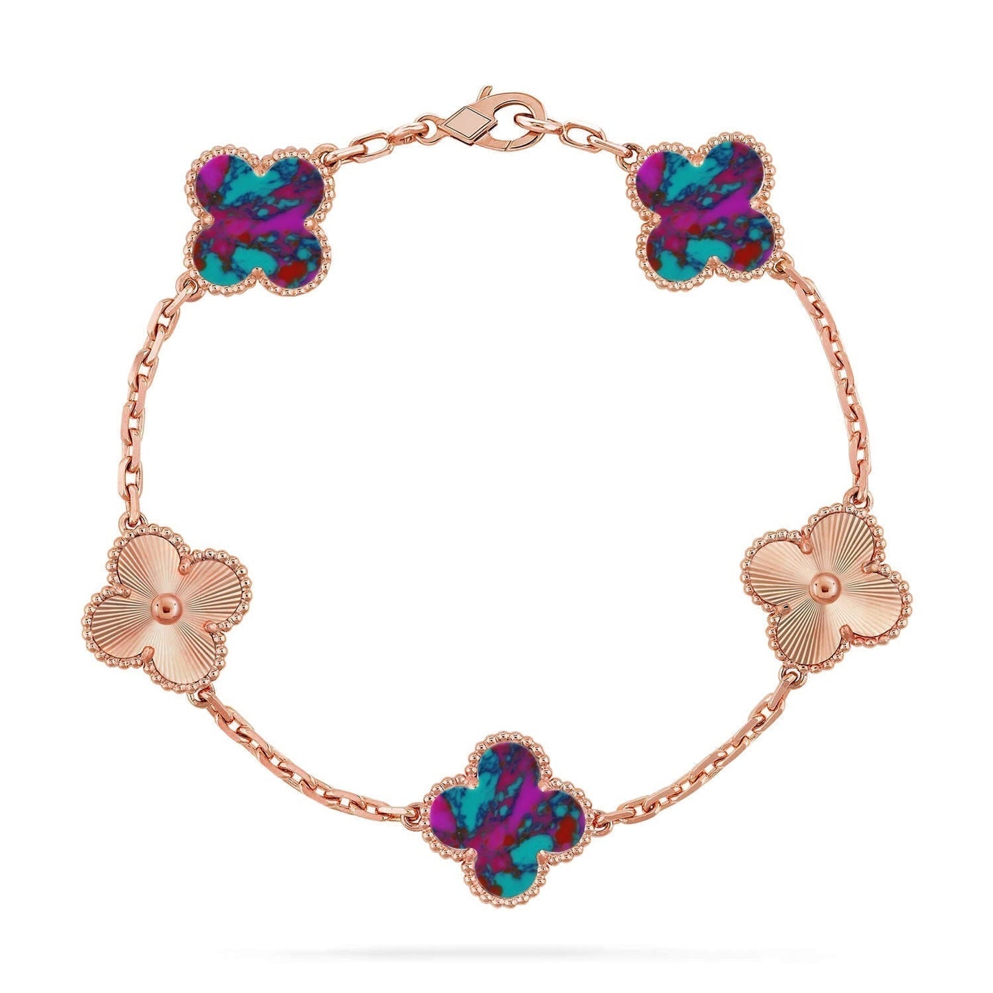 [Liorra]CLOVER 5 MOTIF COLOR GEMSTONES BRACELET COLLECTION