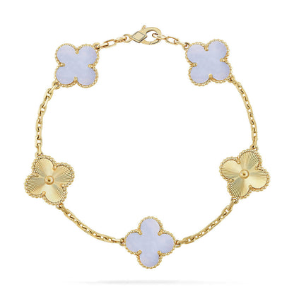 [Liorra] CLOVER 5 MOTIF PURPLE CHALCEDONY BRACELET COLLECTION