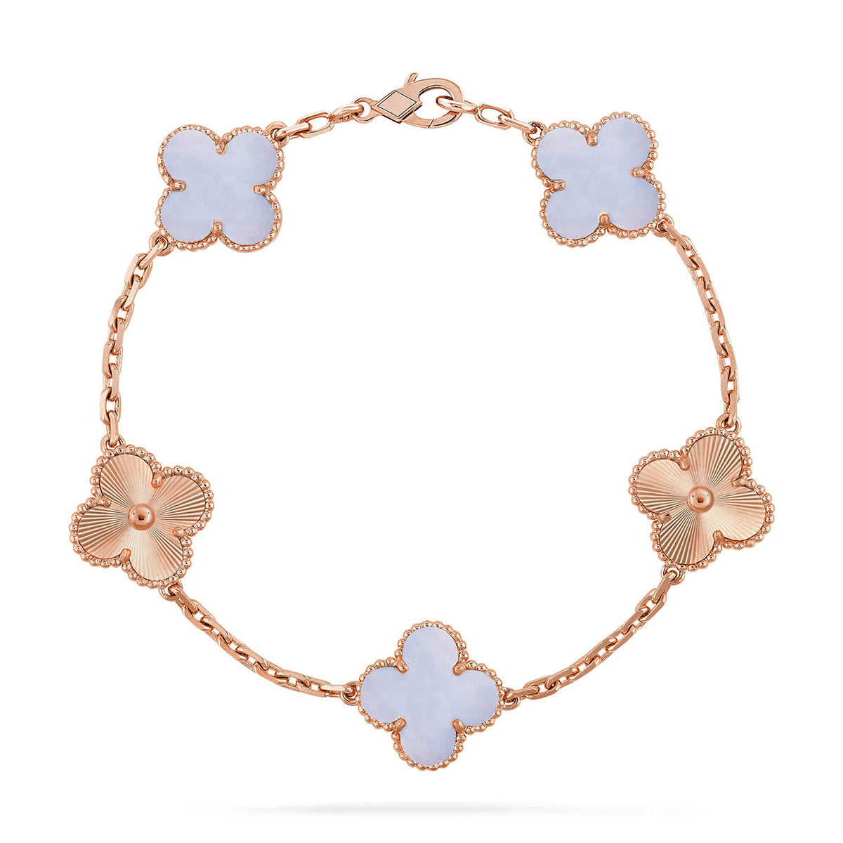 [Liorra] CLOVER 5 MOTIF PURPLE CHALCEDONY BRACELET COLLECTION