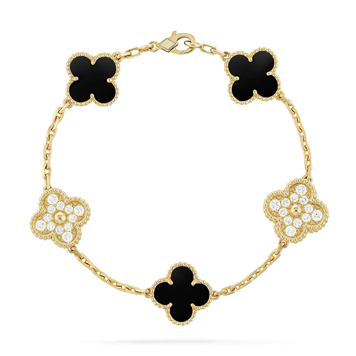 [Liorra] CLOVER 5 MOTIF ONYXS BRACELET COLLECTION