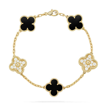 [Liorra] CLOVER 5 MOTIF ONYXS BRACELET COLLECTION
