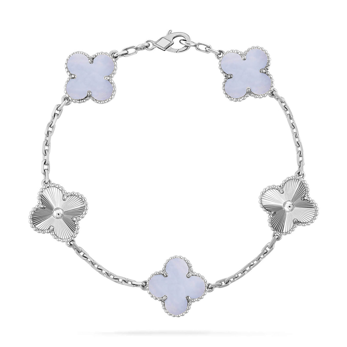 [Liorra] CLOVER 5 MOTIF PURPLE CHALCEDONY BRACELET COLLECTION
