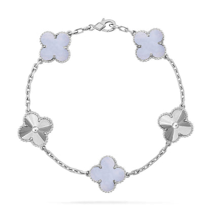 [Liorra] CLOVER 5 MOTIF PURPLE CHALCEDONY BRACELET COLLECTION