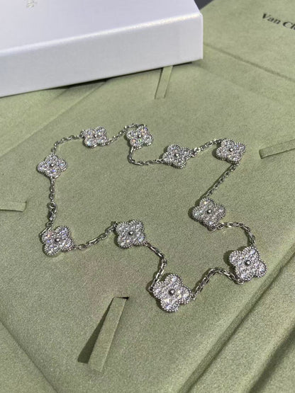 [Liorra Jewelry]CLOVER 10 MOTIFS  FULL DIAMOND NECKLACE