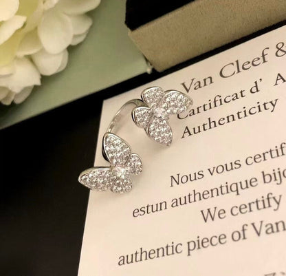 [Liorra]TWIN SILVER BUTTERFLY DIAMOND RING