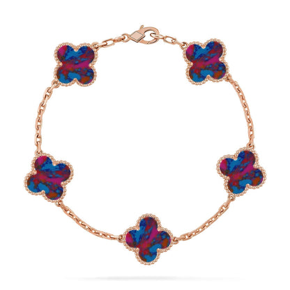 [Liorra]CLOVER 5 MOTIF COLOR GEMSTONES BRACELET COLLECTION