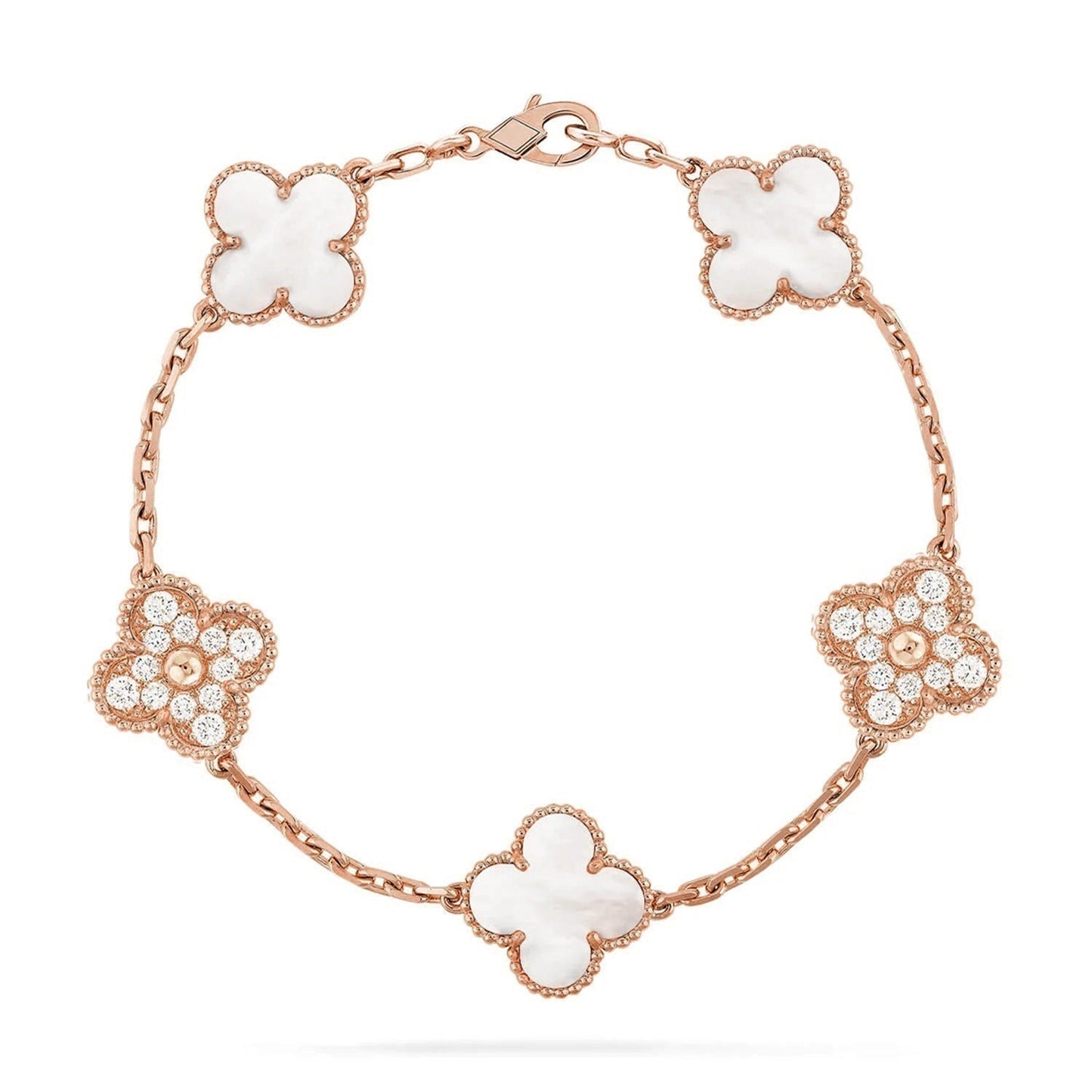 [Liorra]CLOVER WHITE PEARL MOP 5 MOTIF BRACELET COLLECTION