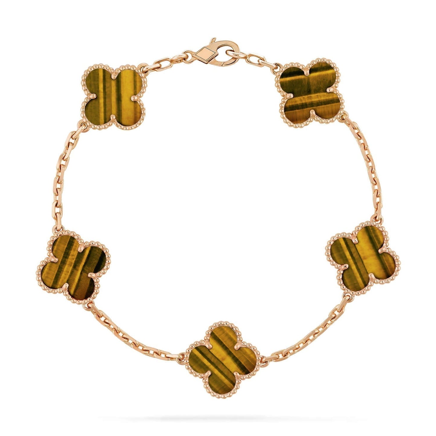 [Liorra] CLOVER 5 MOTIFS TIGER EYE BRACELET COLLECTION