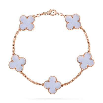 [Liorra] CLOVER 5 MOTIF PURPLE CHALCEDONY BRACELET COLLECTION