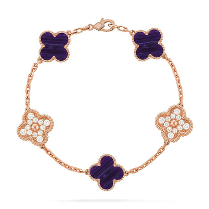 [Liorra]CLOVER 5 MOTIF PURPLE STRIPES BRACELET COLLECTION