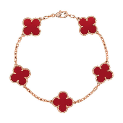 [Liorra] CLOVER 5 MOTIF RED CORNELIAN BRACELET COLLECTION