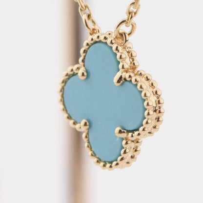 [Liorra]CLOVER 15MM VINTAGE TURQUOISE NECKLACE