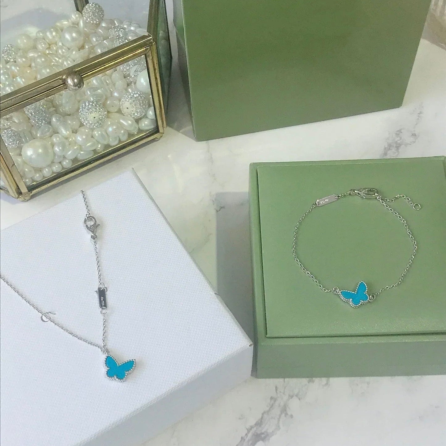 [Liorra]BUTTERFLY TURQUOISE BUTTERFLY BRACELET SILVER