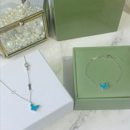 [Liorra]BUTTERFLY TURQUOISE BUTTERFLY BRACELET SILVER