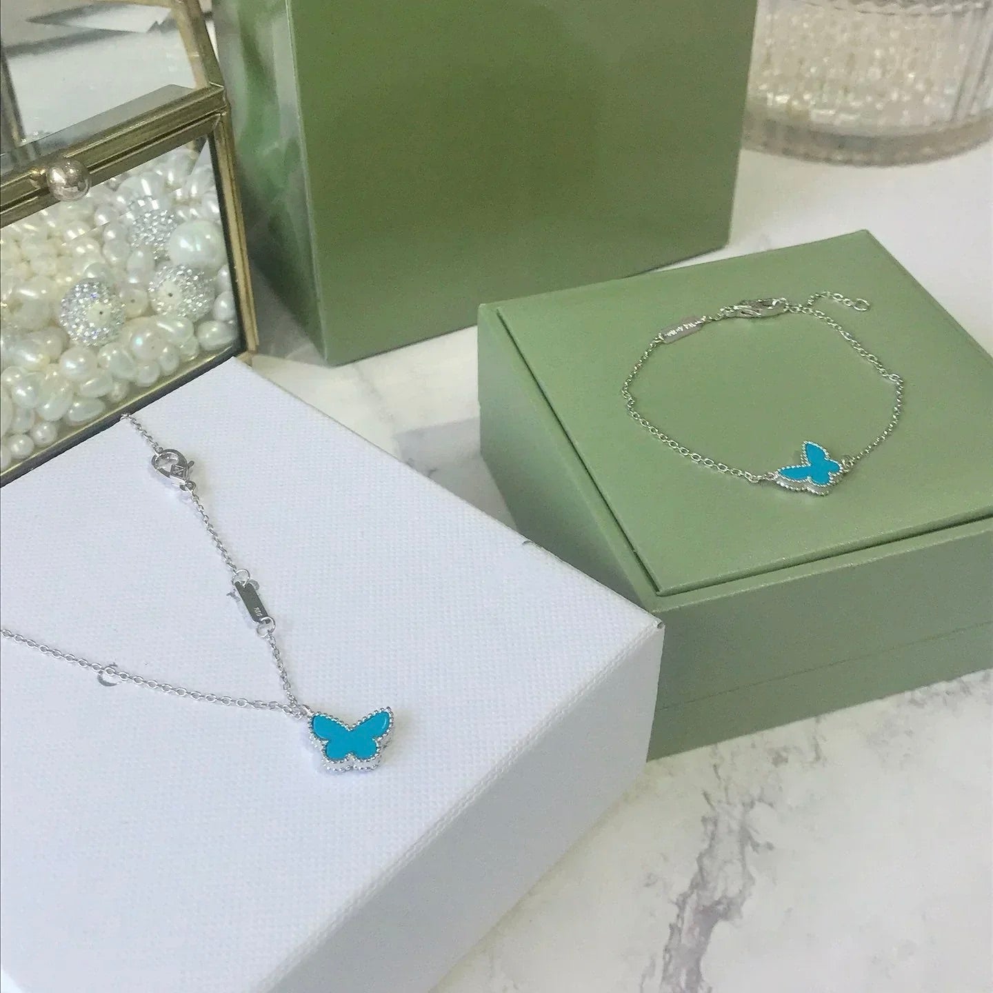 [Liorra]BUTTERFLY TURQUOISE BUTTERFLY BRACELET SILVER