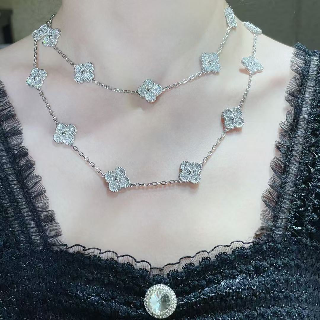 [Liorra]CLOVER 20 MOTIFS FULL-DIAMOND NECKLACE