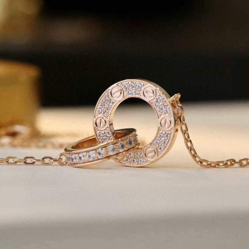 [Liorra]LOVE 7.6MM NECKLACE Liorra GOLD AND SILVER  FULL DIAMOND