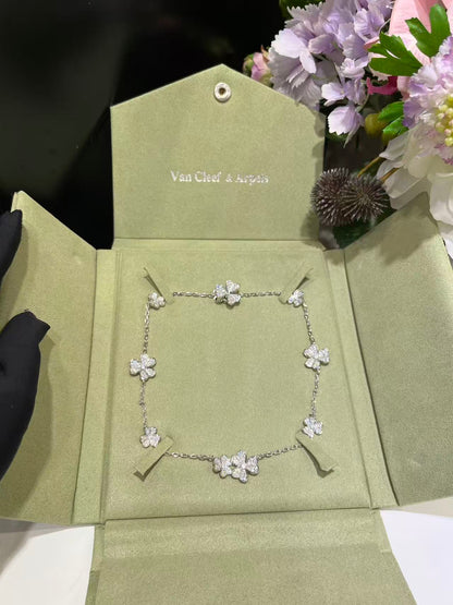 [Liorra Jewelry]CLOVER 10 MOTIFS  FULL DIAMOND NECKLACE