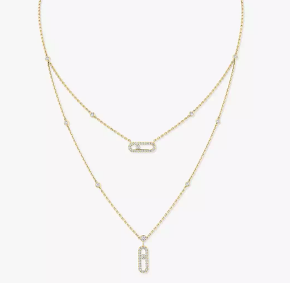 [Liorra]MS Double-Circle Full-Diamond Necklace