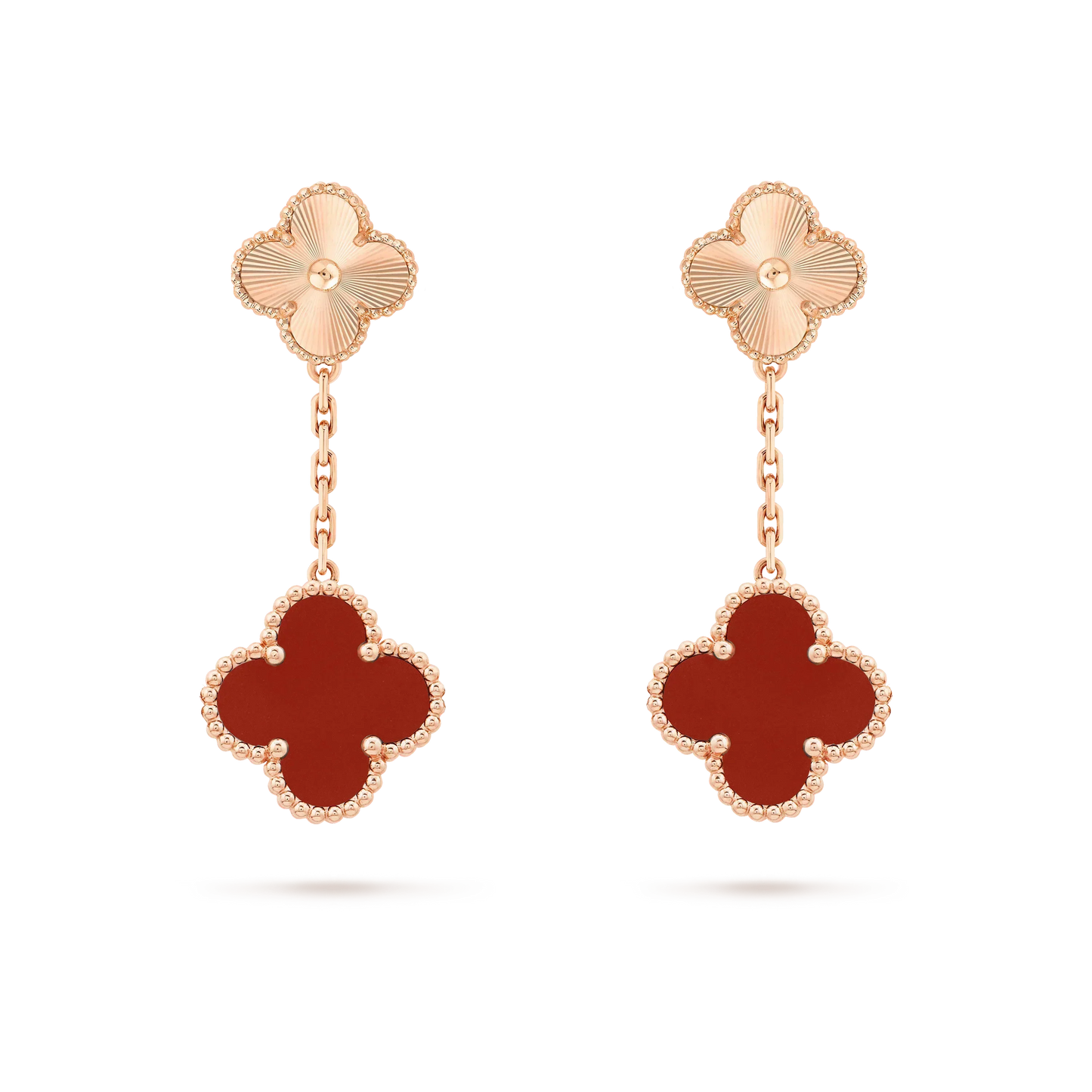 [Liorra]CLOVER 2 MOTIF  LASER CARNELIAN EARRINGS