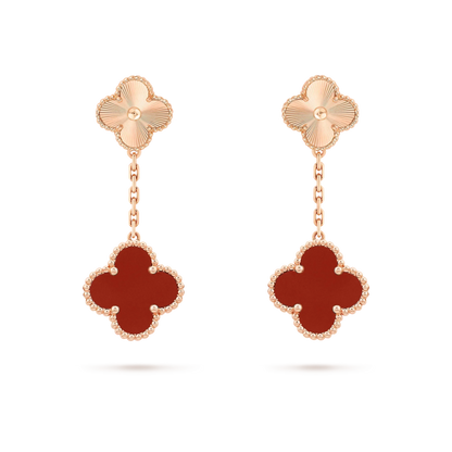 [Liorra]CLOVER 2 MOTIF  LASER CARNELIAN EARRINGS