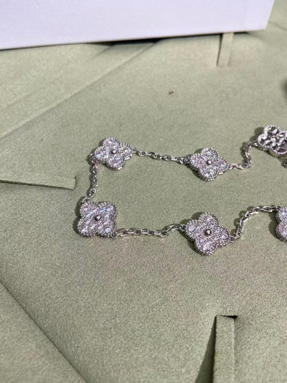 [Liorra Jewelry]CLOVER 10 MOTIFS  FULL DIAMOND NECKLACE