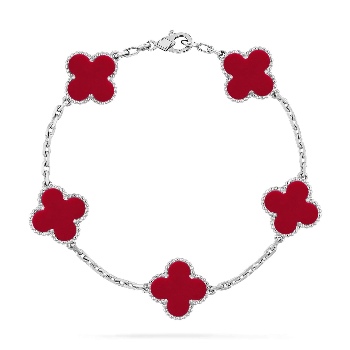 [Liorra] CLOVER 5 MOTIF RED CORNELIAN BRACELET COLLECTION