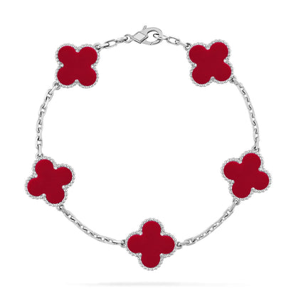 [Liorra] CLOVER 5 MOTIF RED CORNELIAN BRACELET COLLECTION