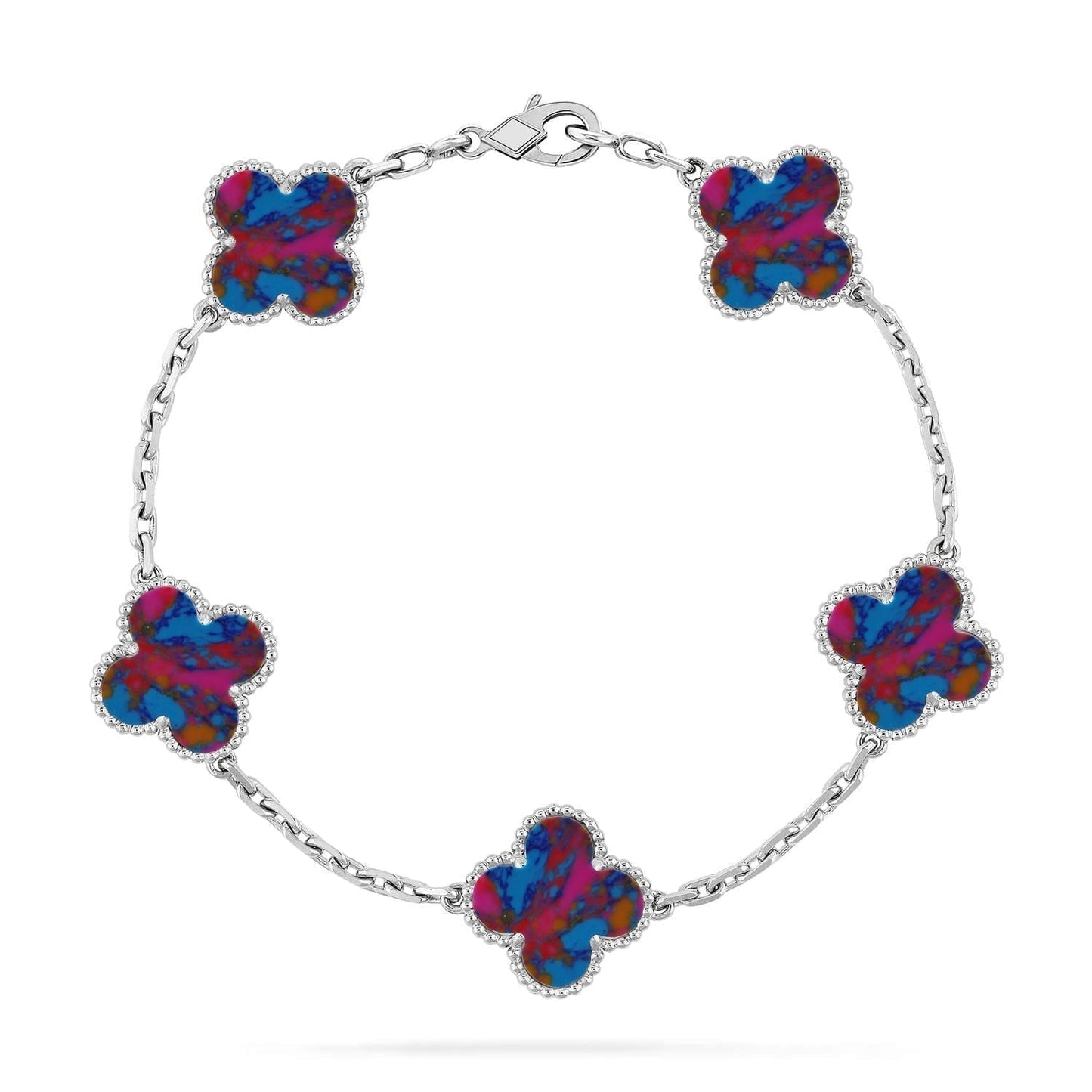 [Liorra]CLOVER 5 MOTIF COLOR GEMSTONES BRACELET COLLECTION