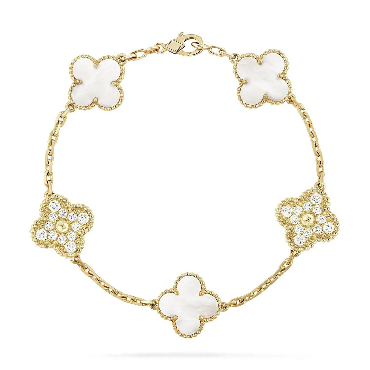 [Liorra]CLOVER WHITE PEARL MOP 5 MOTIF BRACELET COLLECTION