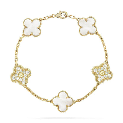 [Liorra]CLOVER WHITE PEARL MOP 5 MOTIF BRACELET COLLECTION