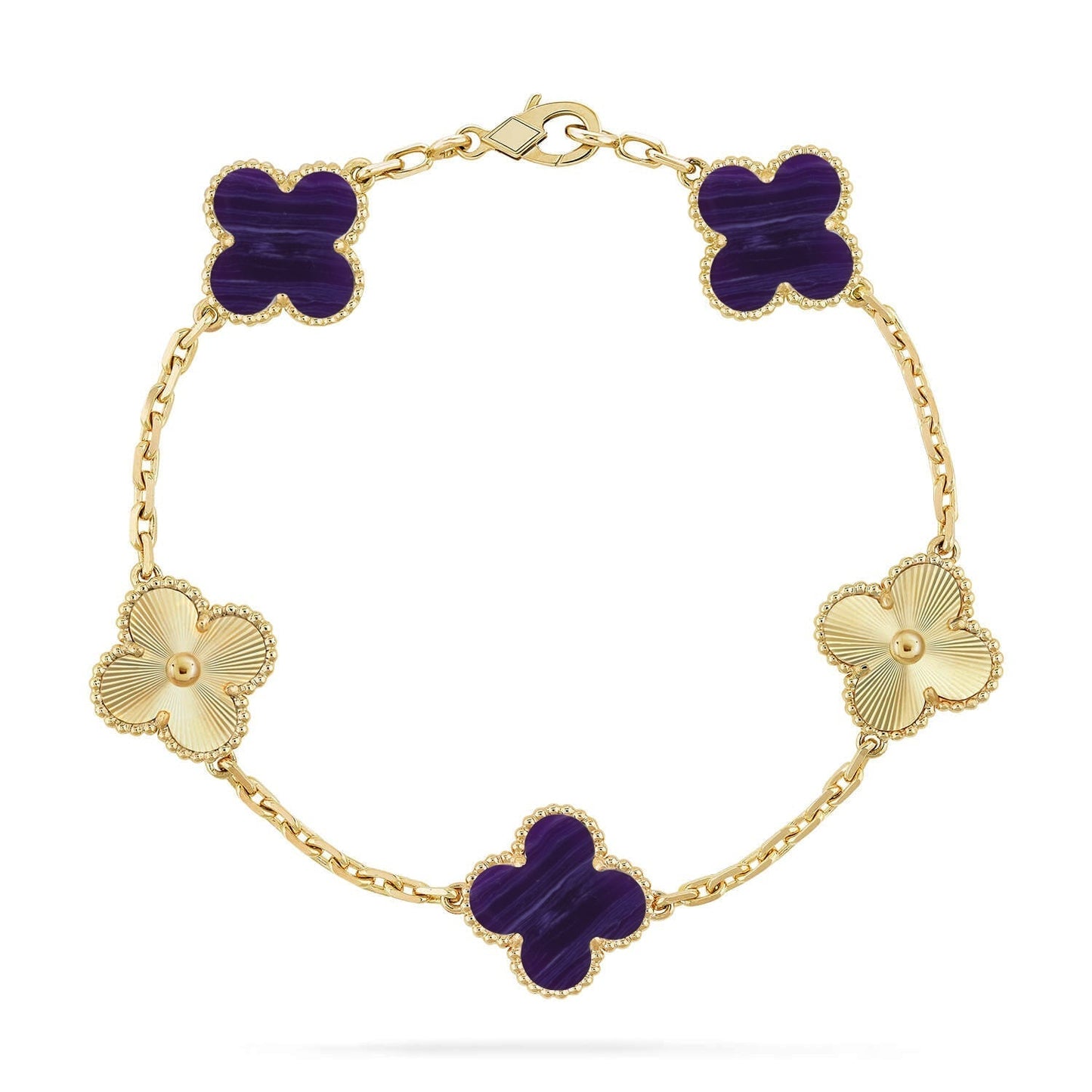 [Liorra]CLOVER 5 MOTIF PURPLE STRIPES BRACELET COLLECTION
