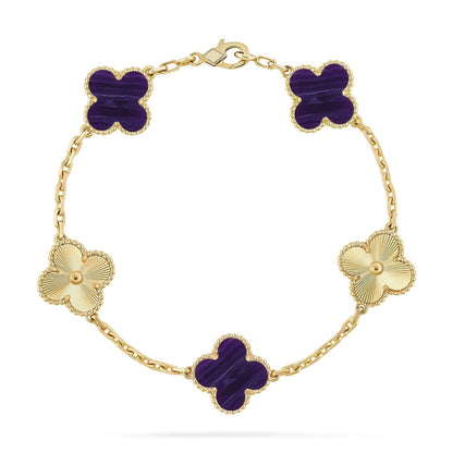 [Liorra]CLOVER 5 MOTIF PURPLE STRIPES BRACELET COLLECTION
