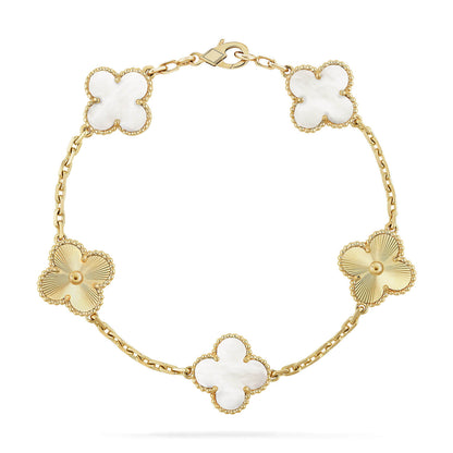 [Liorra]CLOVER WHITE PEARL MOP 5 MOTIF BRACELET COLLECTION