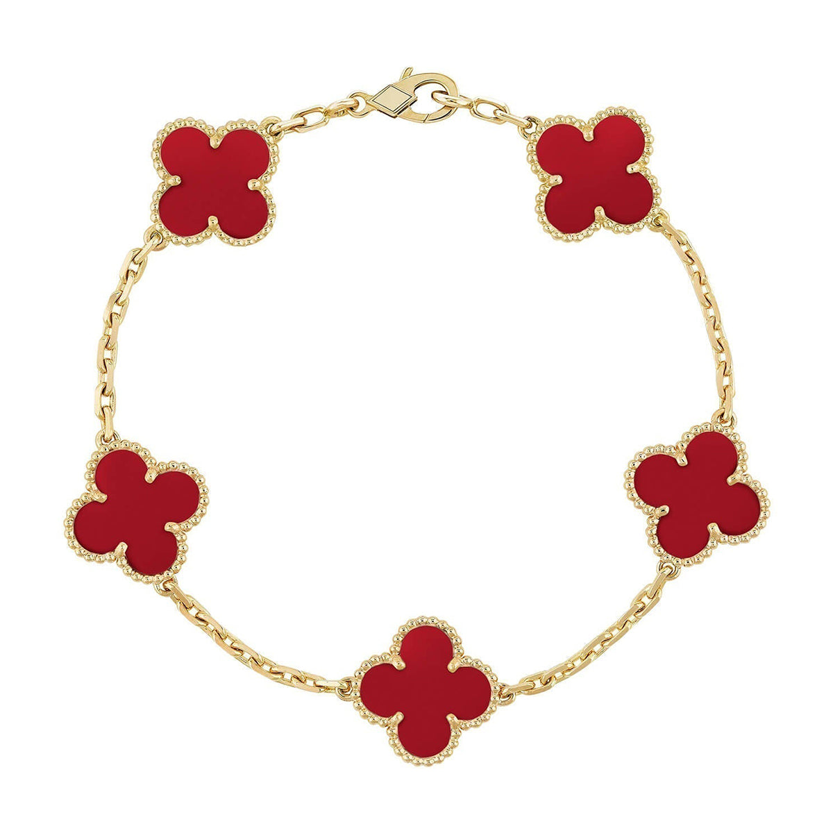 [Liorra] CLOVER 5 MOTIF RED CORNELIAN BRACELET COLLECTION