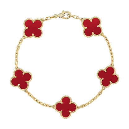 [Liorra] CLOVER 5 MOTIF RED CORNELIAN BRACELET COLLECTION