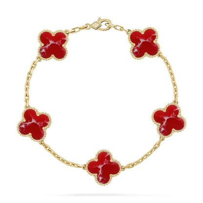 [Liorra]CLOVER 5 MOTIF RED PATTERN BRACELET COLLECTION