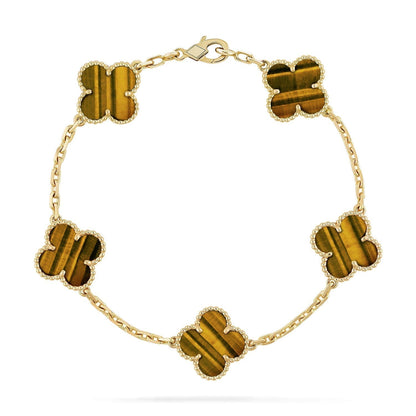 [Liorra] CLOVER 5 MOTIFS TIGER EYE BRACELET COLLECTION