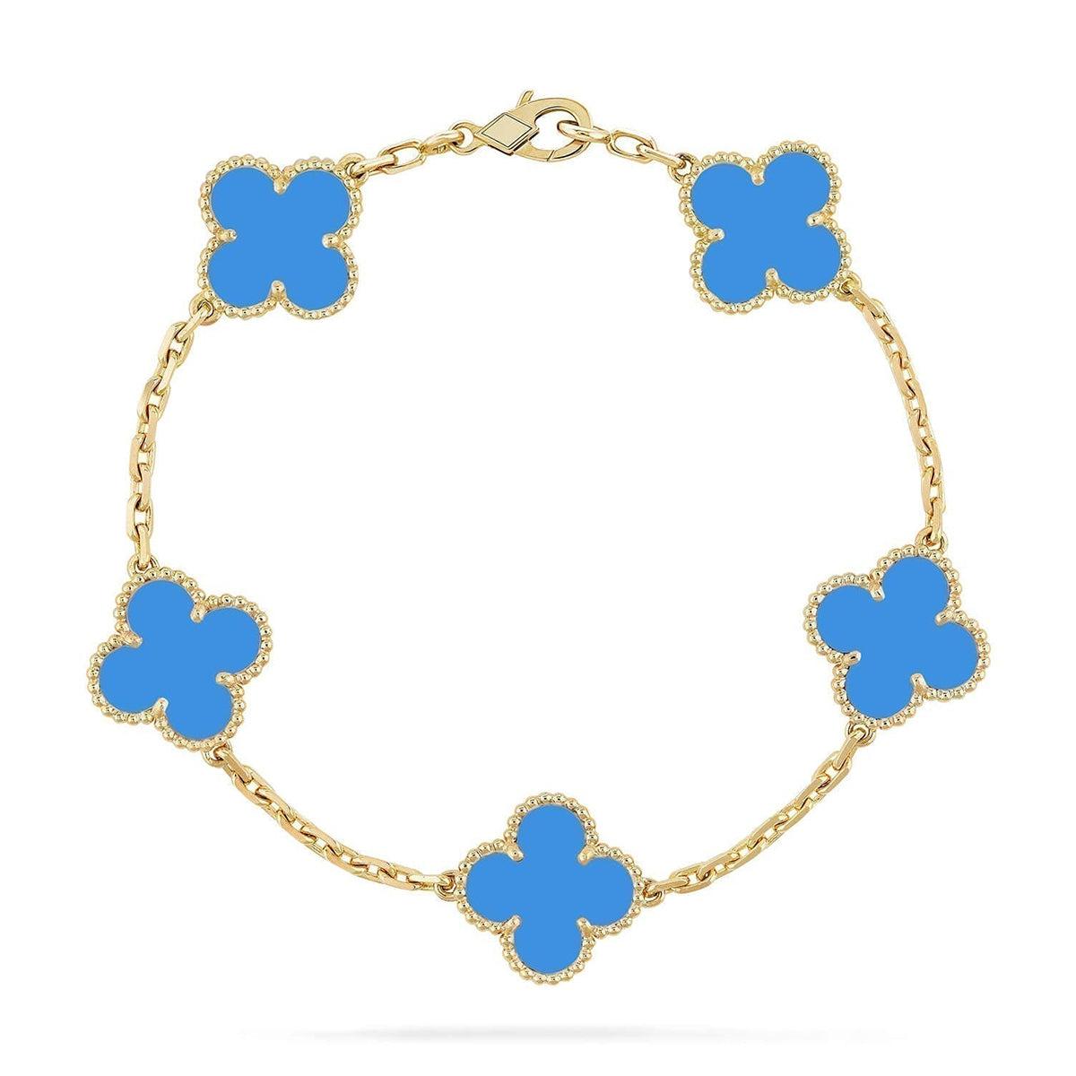 [Liorra] CLOVER 5 MOTIF BLUE AGATE BRACELET COLLECTION