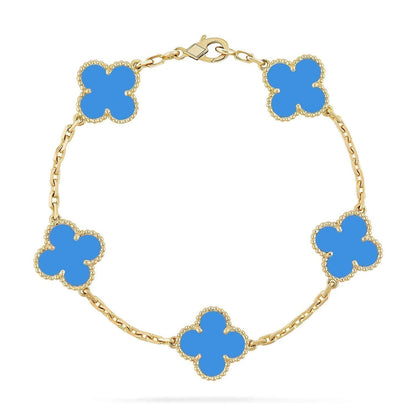 [Liorra] CLOVER 5 MOTIF BLUE AGATE BRACELET COLLECTION