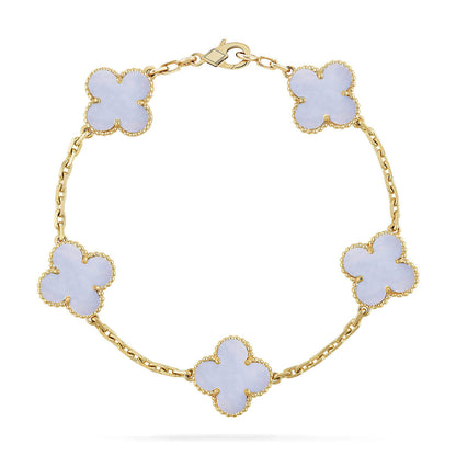[Liorra] CLOVER 5 MOTIF PURPLE CHALCEDONY BRACELET COLLECTION