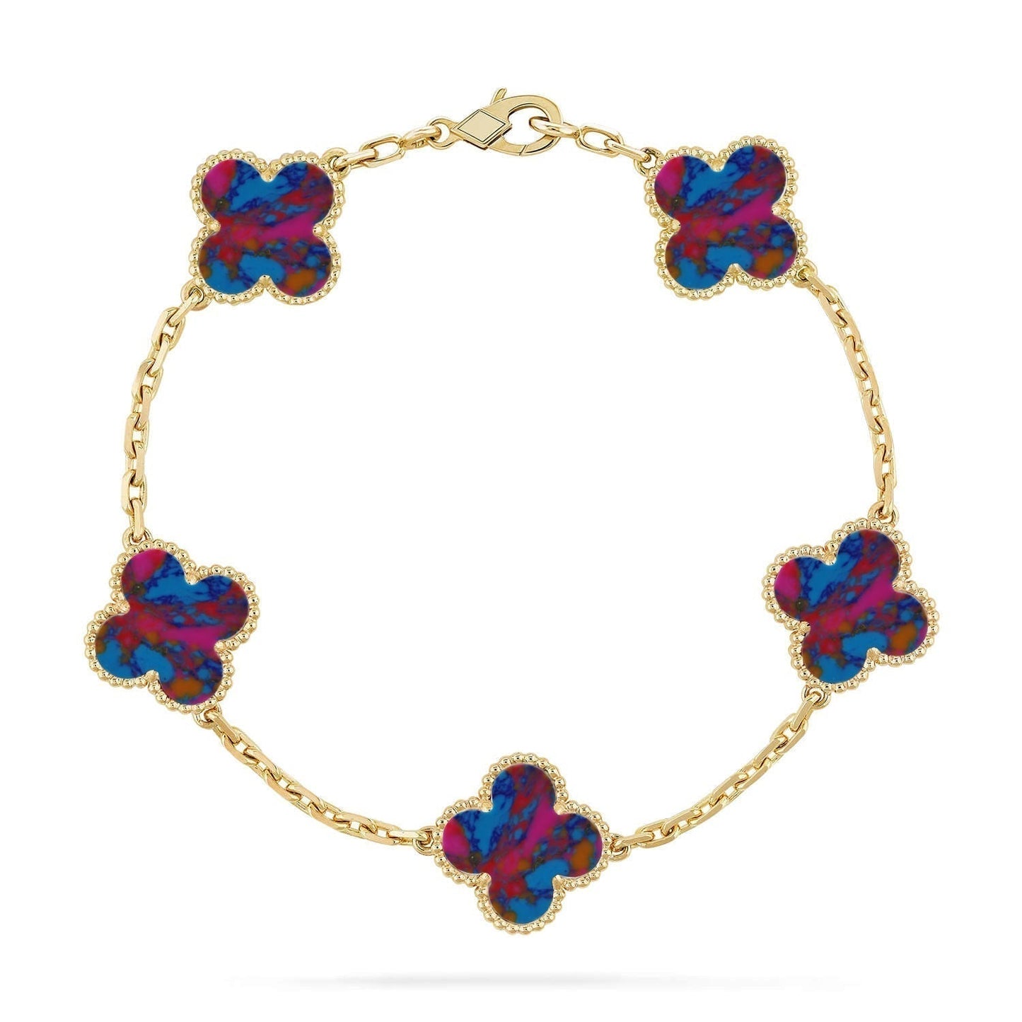 [Liorra]CLOVER 5 MOTIF COLOR GEMSTONES BRACELET COLLECTION
