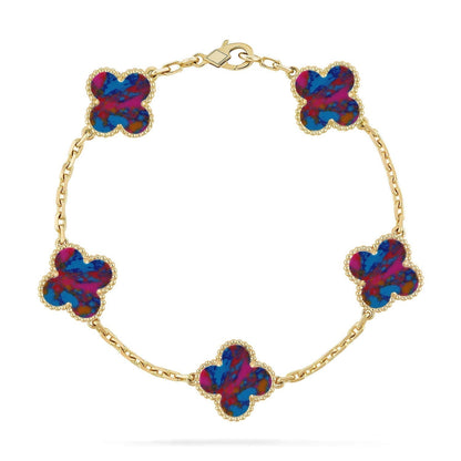 [Liorra]CLOVER 5 MOTIF COLOR GEMSTONES BRACELET COLLECTION