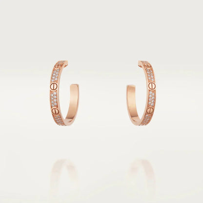 [Liorra]LOVE DIAMOND PINK GOLD HOOP EARRINGS