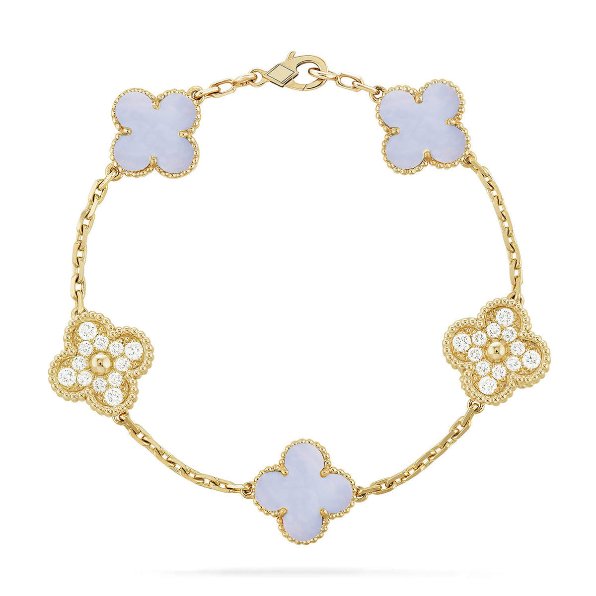 [Liorra] CLOVER 5 MOTIF PURPLE CHALCEDONY BRACELET COLLECTION