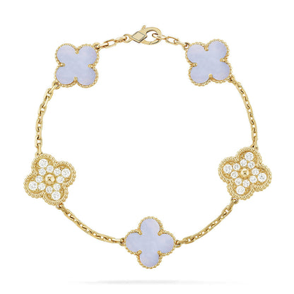 [Liorra] CLOVER 5 MOTIF PURPLE CHALCEDONY BRACELET COLLECTION