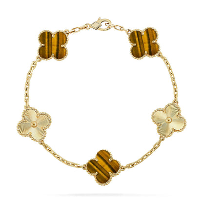 [Liorra] CLOVER 5 MOTIFS TIGER EYE BRACELET COLLECTION