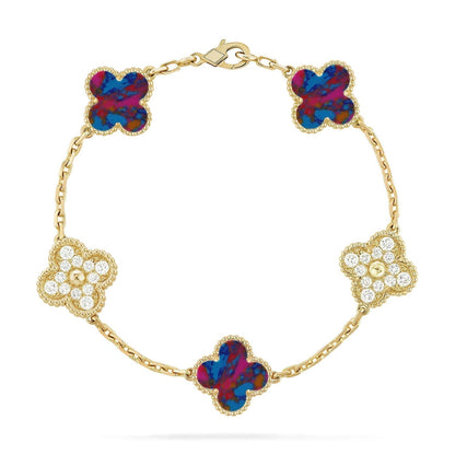 [Liorra]CLOVER 5 MOTIF COLOR GEMSTONES BRACELET COLLECTION