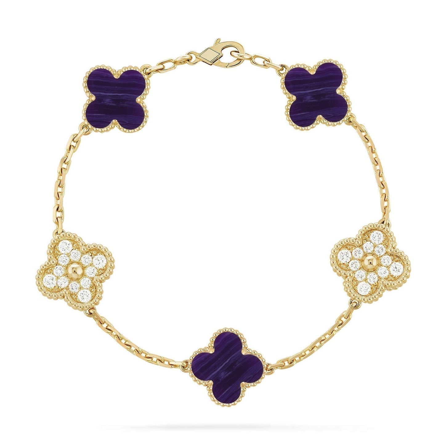 [Liorra]CLOVER 5 MOTIF PURPLE STRIPES BRACELET COLLECTION
