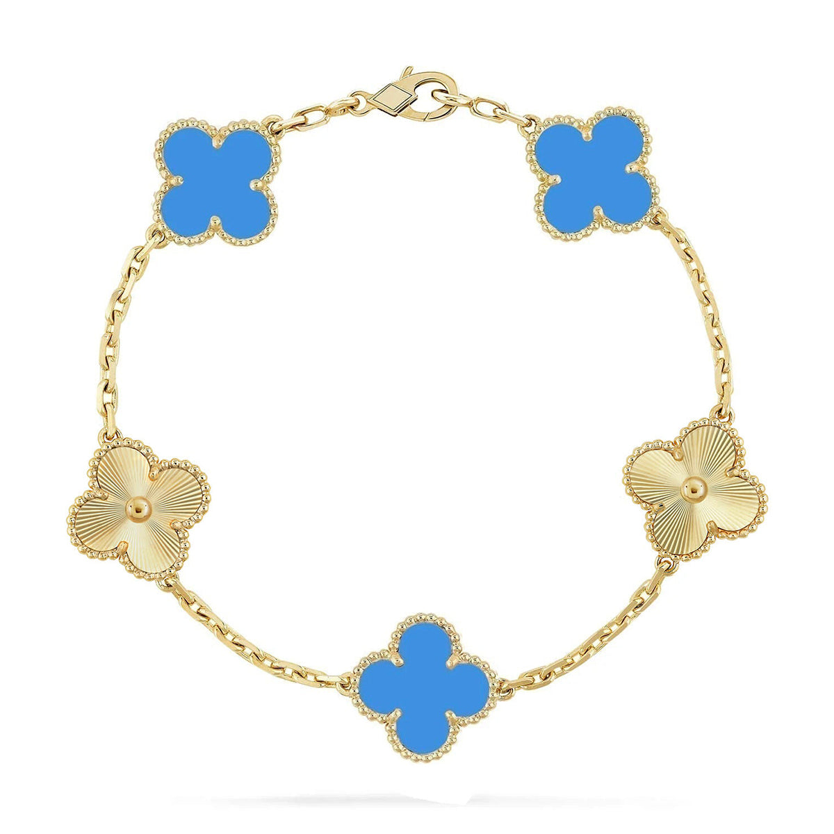 [Liorra] CLOVER 5 MOTIF BLUE AGATE BRACELET COLLECTION